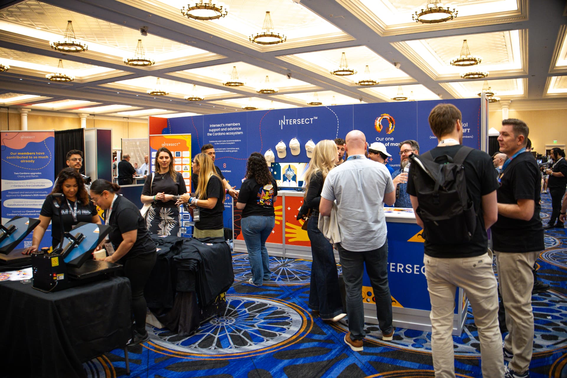 Crowd at an exhibitor booth during a Las Vegas trade show filmed by Cross X Agency